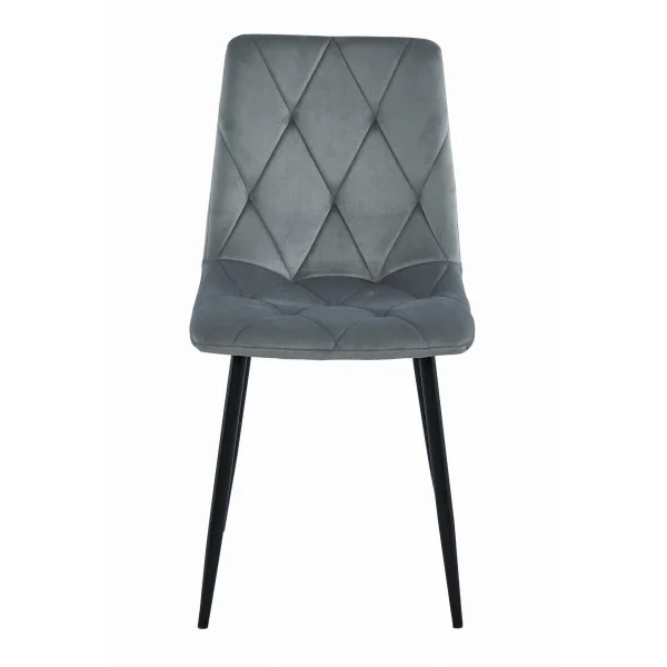 Scaun bucatarie/living, Artool, Libra, catifea gri, picioare metal negru, 44x40x88.5 cm