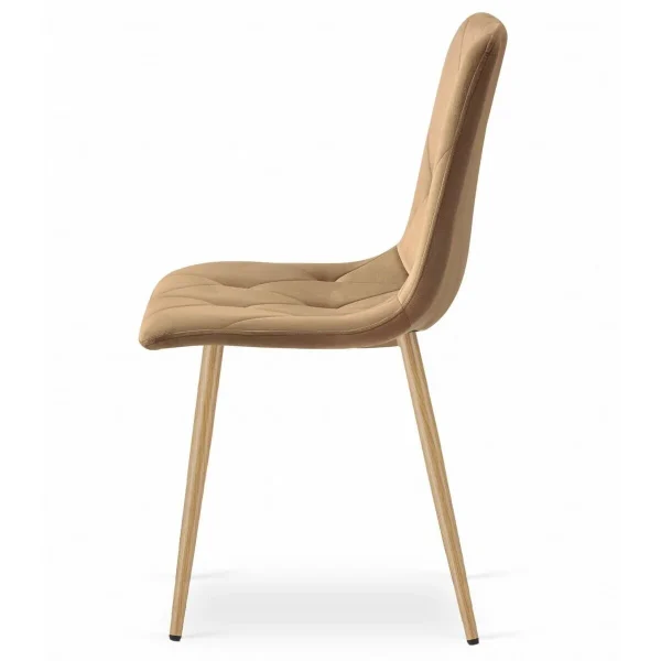 Scaun bucatarie/living, Artool, Libra, catifea maro, picioare metal natur, 45x54x86.5 cm