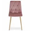 Scaun bucatarie/living, Artool, Libra, catifea roz, picioare metal natur, 45x54x86.5 cm