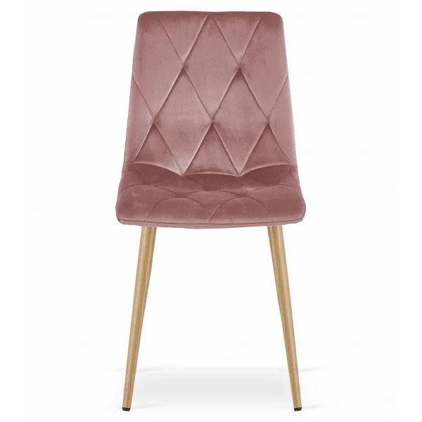 Scaun bucatarie/living, Artool, Libra, catifea roz, picioare metal natur, 45x54x86.5 cm