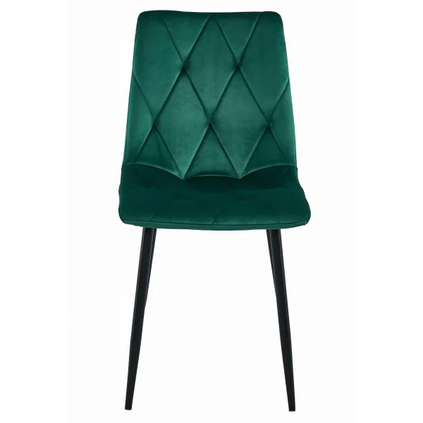 Scaun bucatarie/living, Artool, Libra, catifea verde, picioare metal negru, 44x40x88.5 cm