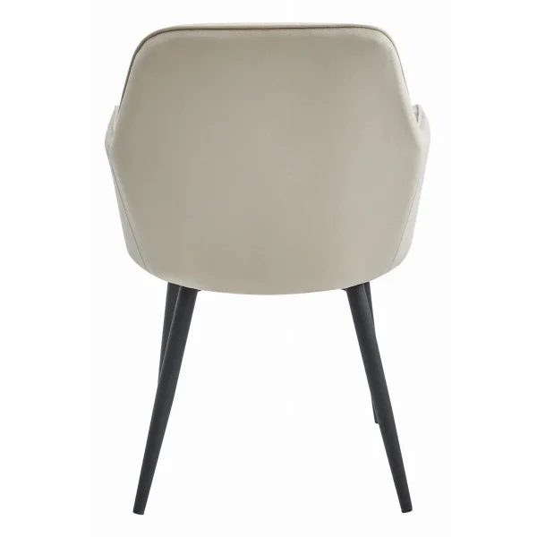 Scaun stil fotoliu bucatarie/living, Artool, Lugo, catifea bej, picioare metal negru, 57.5x56.5x86.5 cm