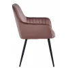 Scaun stil fotoliu bucatarie/living, Artool, Solden, catifea roz, picioare metal negru, 55x45.5x83.5 cm