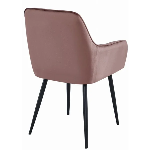 Scaun stil fotoliu bucatarie/living, Artool, Solden, catifea roz, picioare metal negru, 55x45.5x83.5 cm