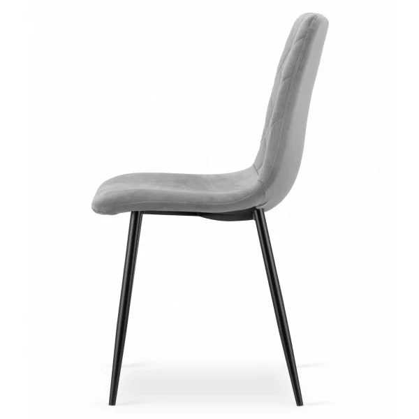 Scaun bucatarie/living, Artool, Turin, catifea argintie, picioare metal negru, 44.5x53x88.5 cm