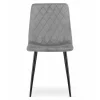 Scaun bucatarie/living, Artool, Turin, catifea argintie, picioare metal negru, 44.5x53x88.5 cm