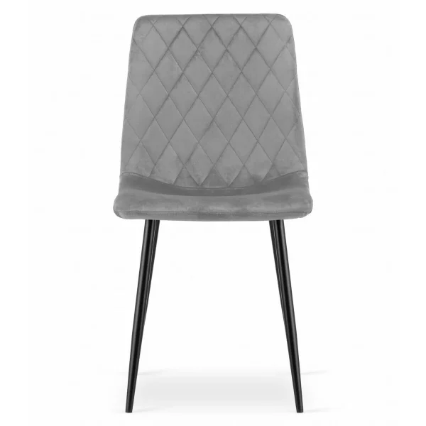 Scaun bucatarie/living, Artool, Turin, catifea argintie, picioare metal negru, 44.5x53x88.5 cm