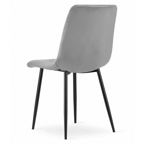 Scaun bucatarie/living, Artool, Turin, catifea argintie, picioare metal negru, 44.5x53x88.5 cm