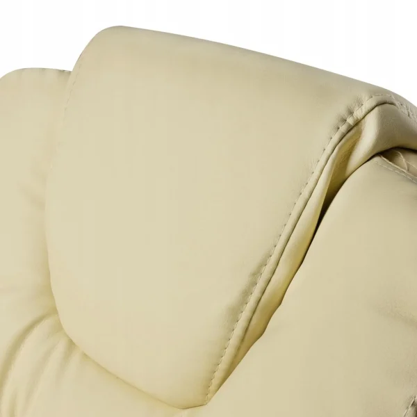 Scaun de birou, Malatec, cu suport pentru picioare, rotativ, piele ecologica, crem, 65x102/110 cm