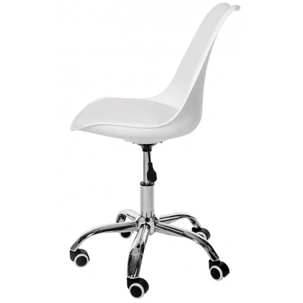 Scaun de birou pentru copii, rotativ, alb, max 125 kg, 44x40x80/90 cm