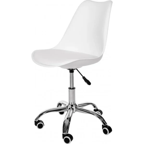 Scaun de birou pentru copii, rotativ, alb, max 125 kg, 44x40x80/90 cm