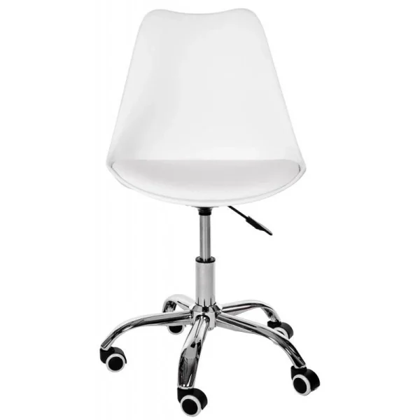 Scaun de birou pentru copii, rotativ, alb, max 125 kg, 44x40x80/90 cm