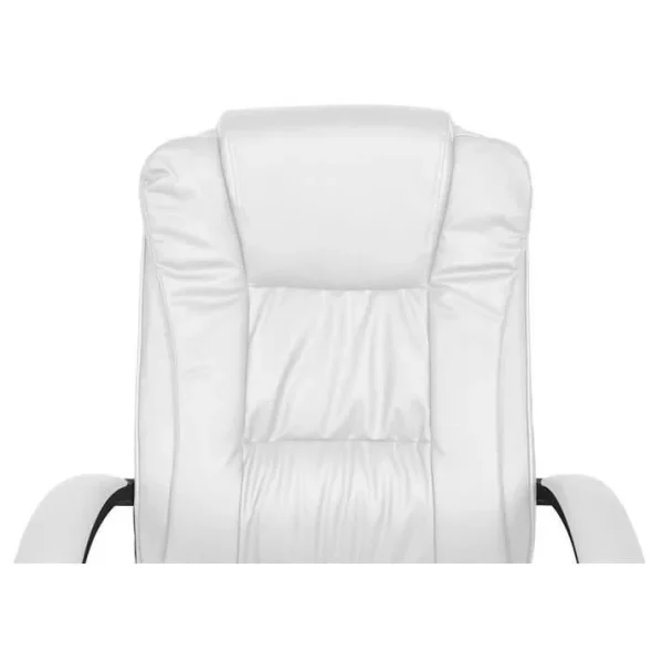 Scaun de birou, rotativ, functie tilt, piele ecologica, otel, alb, max 130 kg, 60x60x113/123 cm, Malatec