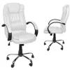 Scaun de birou, rotativ, functie tilt, piele ecologica, otel, alb, max 130 kg, 60x60x113/123 cm, Malatec