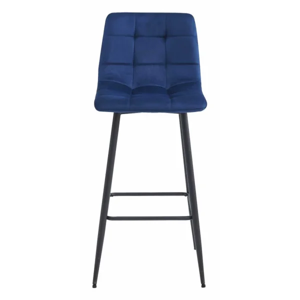 Scaun de bucatarie/bar, Artool, Arceto, catifea albastra, picioare metal negru, 43.5x32.5x104 cm