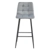 Scaun de bucatarie/bar, Artool, Arceto, catifea argintie, picioare metal negru, 43.5x32.5x104 cm