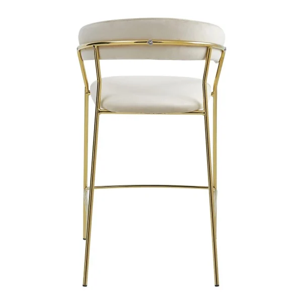 Scaun de bucatarie/bar, Artool, Badia, catifea bej, picioare metal auriu, 46x45x94 cm