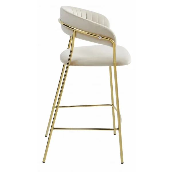 Scaun de bucatarie/bar, Artool, Badia, catifea bej, picioare metal auriu, 46x45x94 cm