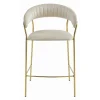 Scaun de bucatarie/bar, Artool, Badia, catifea bej, picioare metal auriu, 46x45x94 cm