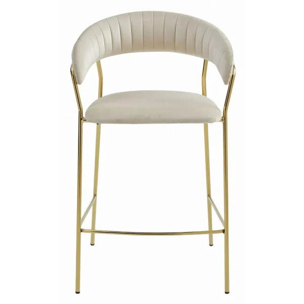 Scaun de bucatarie/bar, Artool, Badia, catifea bej, picioare metal auriu, 46x45x94 cm