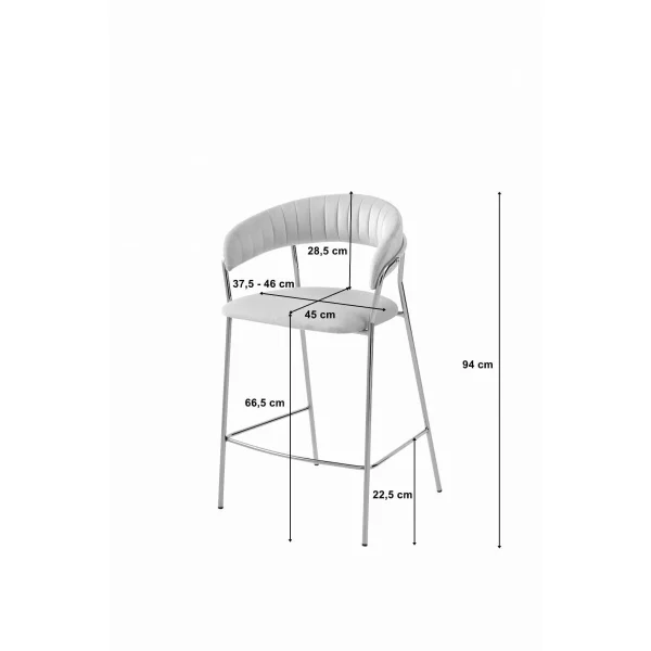 Scaun de bucatarie/bar, Artool, Badia, catifea bej, picioare metal auriu, 46x45x94 cm