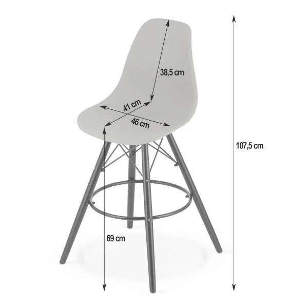 Scaun de bucatarie/bar, Artool, Lamal, PP alb, picioare lemn negru, 54x55x107.5 cm