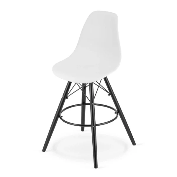 Scaun de bucatarie/bar, Artool, Lamal, PP alb, picioare lemn negru, 54x55x107.5 cm