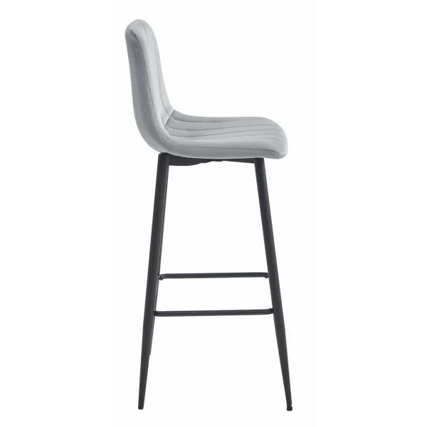 Scaun de bucatarie/bar, Artool, Pozza, catifea argintie, picioare metal negru, 43x35x104 cm
