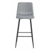 Scaun de bucatarie/bar, Artool, Pozza, catifea argintie, picioare metal negru, 43x35x104 cm