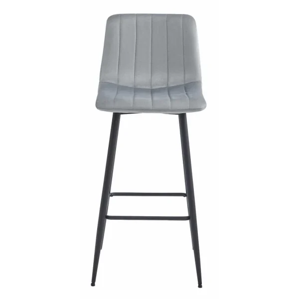 Scaun de bucatarie/bar, Artool, Pozza, catifea argintie, picioare metal negru, 43x35x104 cm