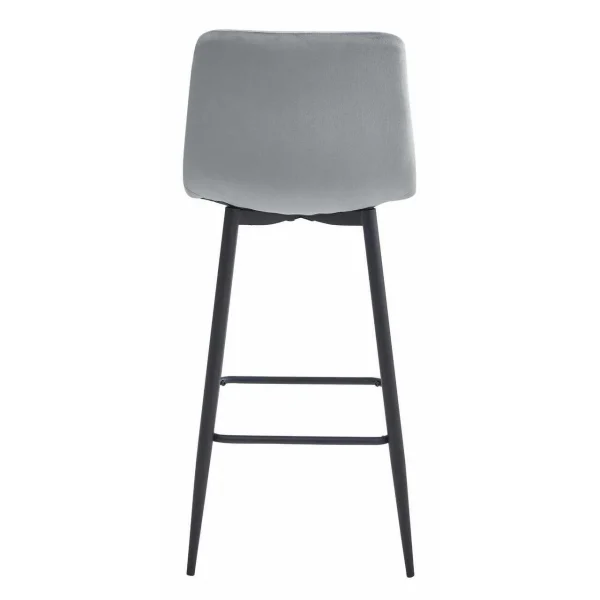 Scaun de bucatarie/bar, Artool, Pozza, catifea argintie, picioare metal negru, 43x35x104 cm