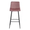 Scaun de bucatarie/bar, Artool, Pozza, catifea roz, picioare metal negru, 43x35x104 cm