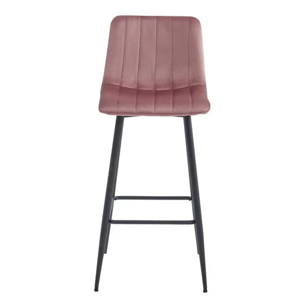 Scaun de bucatarie/bar, Artool, Pozza, catifea roz, picioare metal negru, 43x35x104 cm
