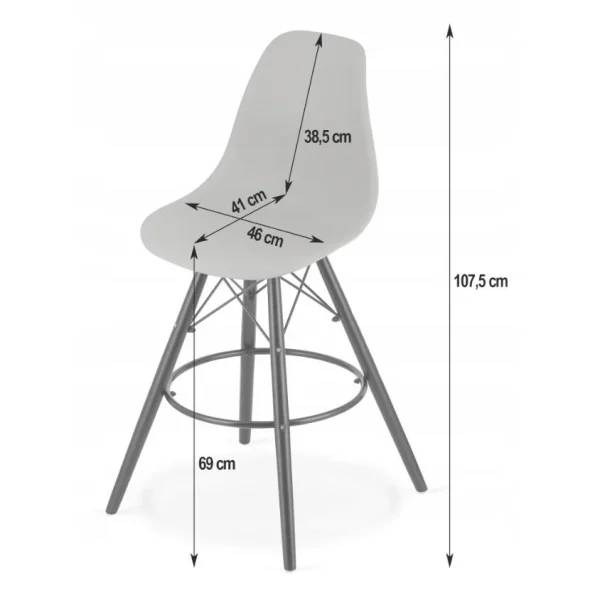 Scaun de bucatarie/bar, Artool, Lamal, PP negru, picioare lemn negru, 54x55x107.5 cm