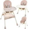Scaun de masa pentru bebelusi, 3 in 1, roz, max 20 kg, 60x75x92 cm, Kruzzel