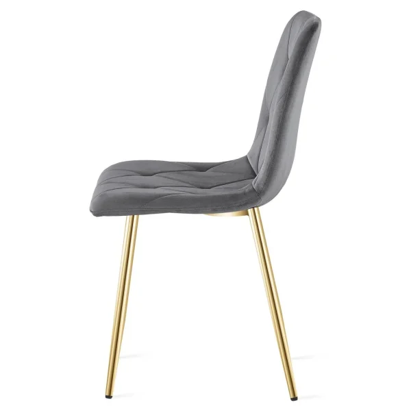Scaun bucatarie/living, Artool, Libra, catifea gri inchis, picioare metal auriu, 45x54x86.5 cm