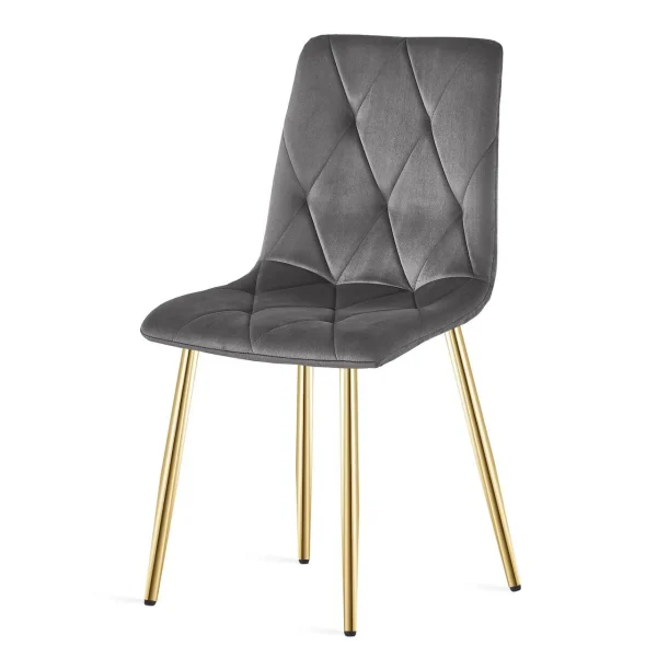 Scaun bucatarie/living, Artool, Libra, catifea gri inchis, picioare metal auriu, 45x54x86.5 cm