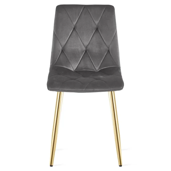 Scaun bucatarie/living, Artool, Libra, catifea gri inchis, picioare metal auriu, 45x54x86.5 cm