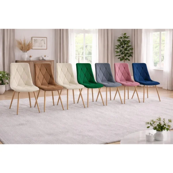 Scaun bucatarie/living, Artool, Libra, catifea bleumarin, picioare metal natur, 45x54x86.5 cm