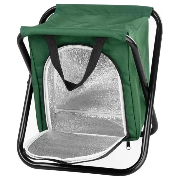 Scaun pliabil, gradina, camping, pescuit, cu geanta termoizolanta, verde, max 150 kg, 32x27x34 cm, Strend Pro