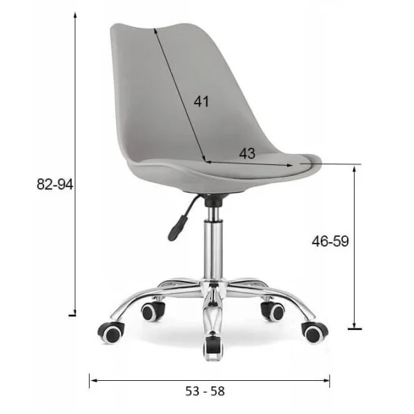 Scaun de birou, Artool, Print, rotativ, PP, alb si gri, 50x57x81.5-93.5 cm
