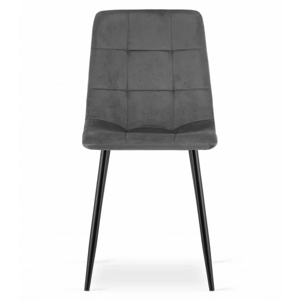 Scaun bucatarie/living, Artool, Kara, catifea gri, picioare metal negru, 44.5x50.5x87 cm