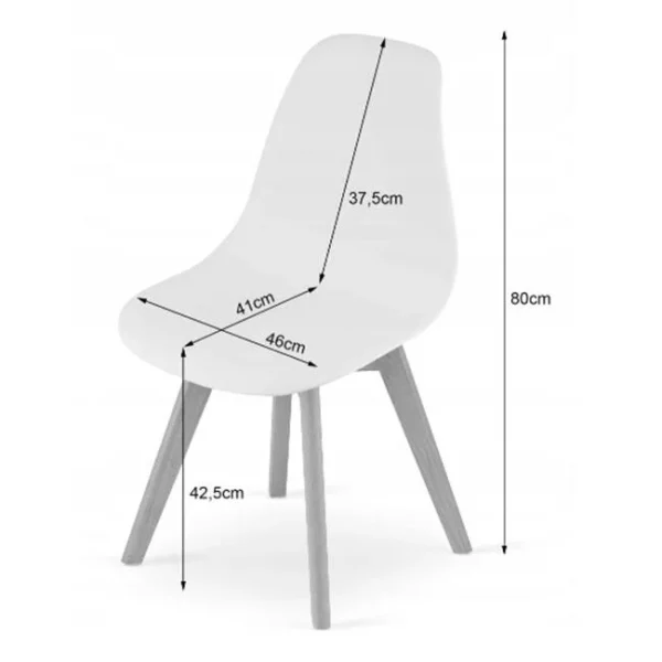Scaun bucatarie/living, Artool, Kito, PP alb, picioare lemn natur, 46x54.5x80 cm