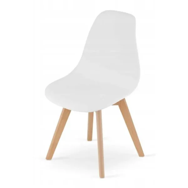 Scaun bucatarie/living, Artool, Kito, PP alb, picioare lemn natur, 46x54.5x80 cm