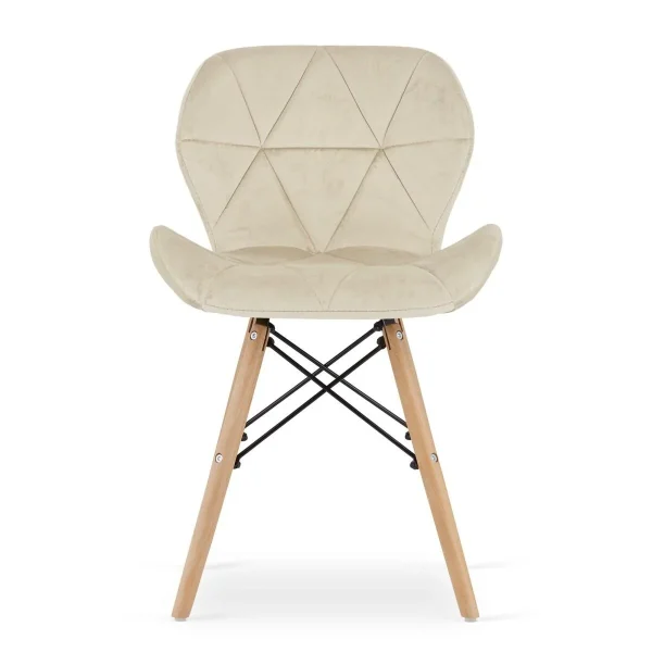 Scaun stil scandinav, Artool, Lago, catifea bej, picioare lemn natur, 47x52x74 cm
