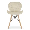 Set 4 scaune stil scandinav, Artool, Lago, catifea bej, picioare lemn natur, 47x52x74 cm