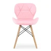 Scaun stil scandinav, Artool, Lago, piele ecologica roz, picioare lemn natur, 47x52x73 cm