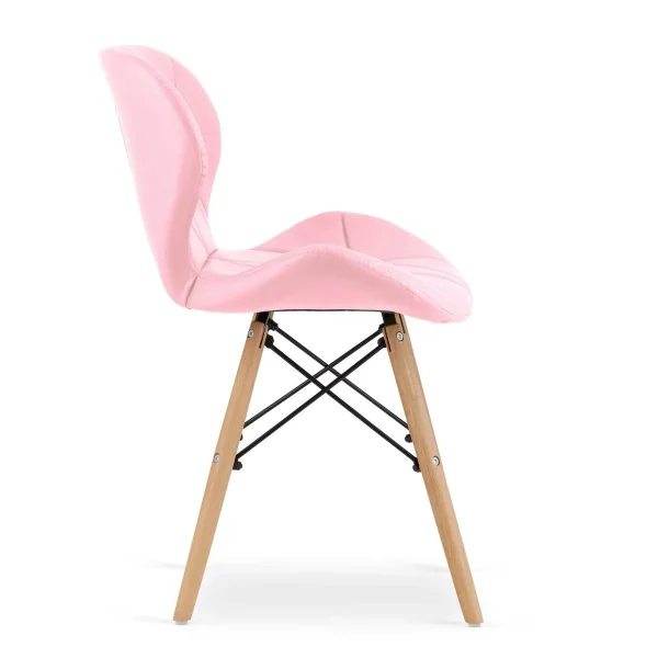 Scaun stil scandinav, Artool, Lago, piele ecologica roz, picioare lemn natur, 47x52x73 cm