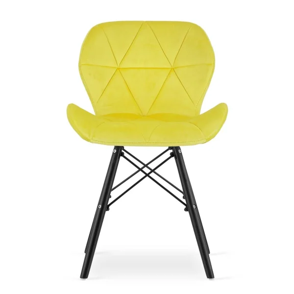Scaun stil scandinav, Artool, Lago Velvet, catifea galbena, picioare lemn negru, 47x52x73.5 cm