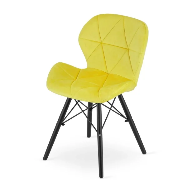 Scaun stil scandinav, Artool, Lago Velvet, catifea galbena, picioare lemn negru, 47x52x73.5 cm
